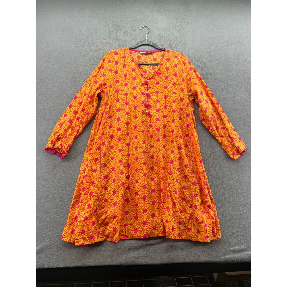 Generation Basic Orange Pink Starburst Tassel Tunic Dress Long Sleeve Size 16